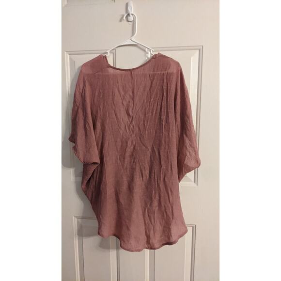 Wrap twist open front blouse by Affection, Large, Boho Peasant Hippie Lagenlook - Picture 2 of 9